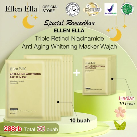 ELLEN ELLA Triple Retinol Niacinamide Anti Aging Whitening Masker Wajah Set 5 pcs