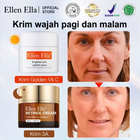 ELLEN ELLA Krim Wajah Pagi & Malam dan Set Krim Mata