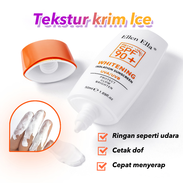 Ellen Ella Upgrade Baru Tabir Surya Pemutih-SPF90+PA+++-8 kali bubuk tabir surya - Perlindungan Cahaya Biru UVA UVB