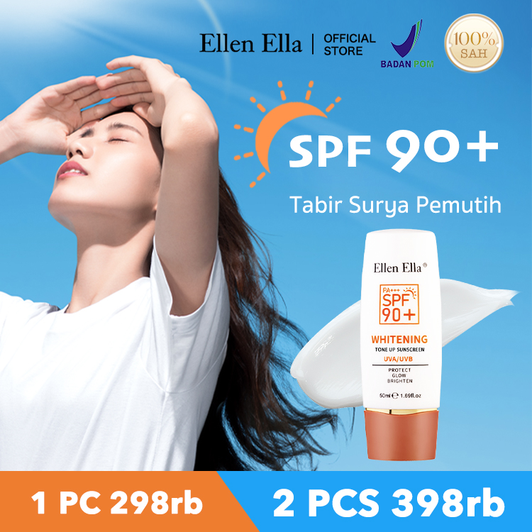 ELLEN ELLA Whitening Tabir Surya-ELLEN ELLA lindungi kulit cantikmu- SPF 90+ PA+++ - UVA UVB Blue Light Protection -Bersertifikat Halal