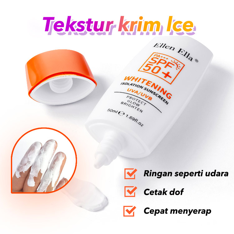 ELLEN ELLA Whitening Tabir Surya-ELLEN ELLA lindungi kulit cantikmu- SPF 90+ PA+++ - UVA UVB Blue Light Protection -Bersertifikat Halal