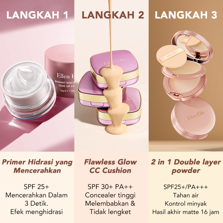 Ellen Ella Complete Makeup Combo-satu set tiga potong yang tahan selama satu tahun-lebih murah jika dibeli dalam kotak