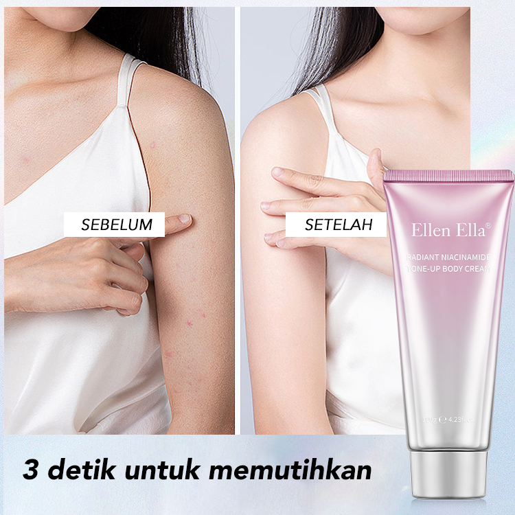 Ellen Ella Niacinamide Body Tone-Up Milk Cream pencerah instan, SPF 20+ tahan air dan tahan keringat