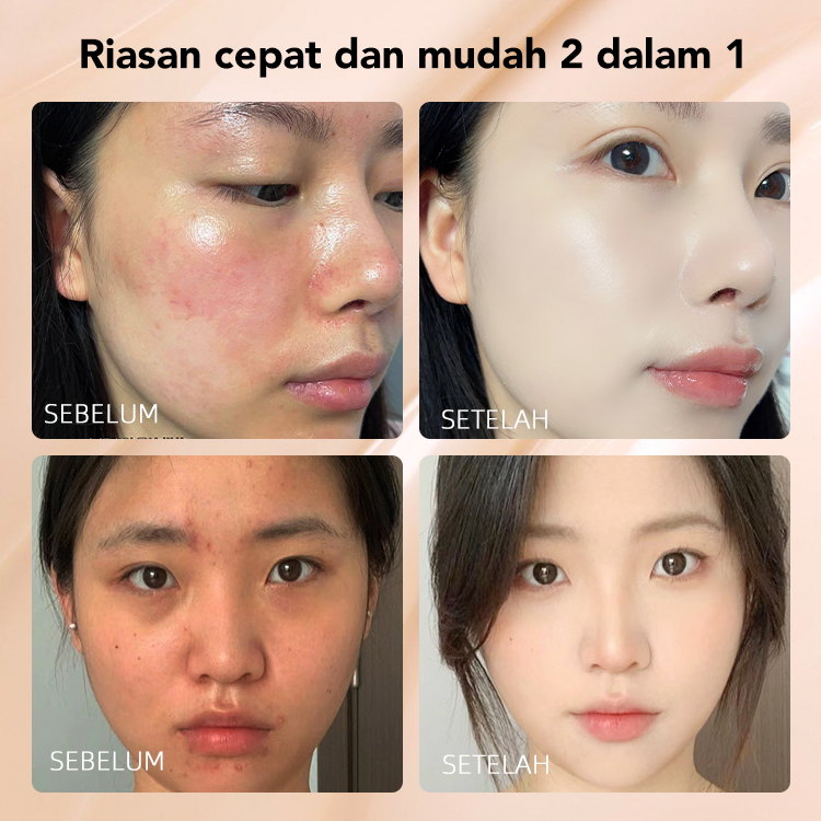 Pengiriman dari Jakarta, tiba dalam 1-5 hari-Ellen Ella Flawless Glow CC Cushion Foundation-SPF 30, Concealer Tinggi dan Tahan Lama 16 Jam