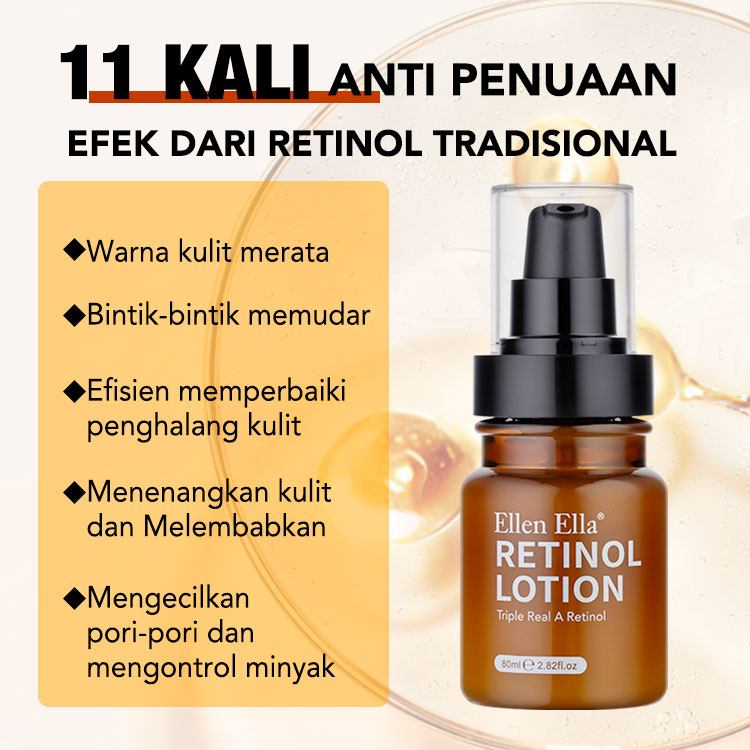 RAMADAN SALE -2HargaRp99.000- ELLEN ELLA Triple Retinol Lotion Anti Penuaan dan Mengurangi Bintik-bintik 80ml-BPOM