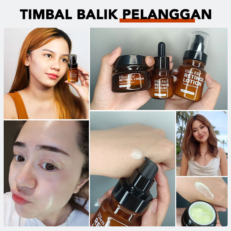 RAMADAN SALE -2HargaRp99.000- ELLEN ELLA Triple Retinol Lotion Anti Penuaan dan Mengurangi Bintik-bintik 80ml-BPOM