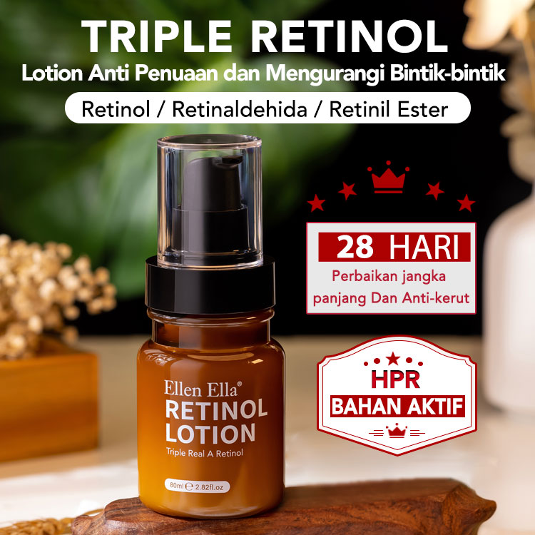 RAMADAN SALE -2HargaRp99.000- ELLEN ELLA Triple Retinol Lotion Anti Penuaan dan Mengurangi Bintik-bintik 80ml-BPOM