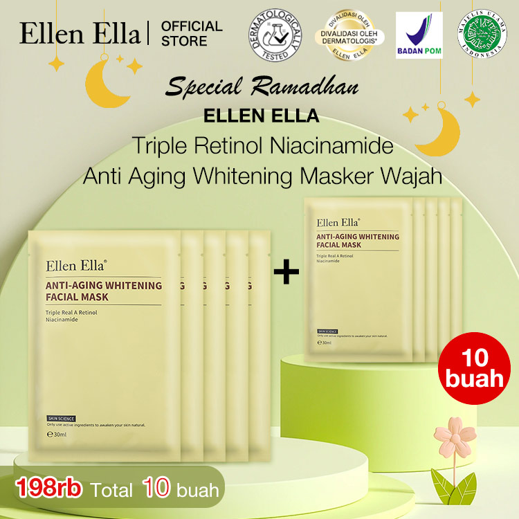 ELLEN ELLA Triple Retinol Niacinamide Anti Aging Whitening Masker Wajah - Meringankan kerutan, memecah melanin - Tiba dalam 1-4 hari