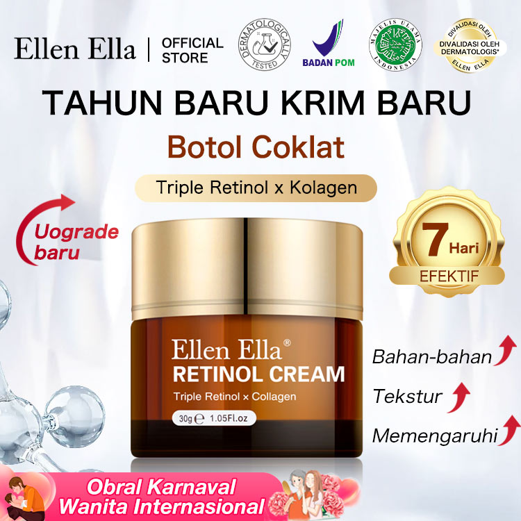 BPOM - Upgrade Ellen Ella Retinol Face Cream- Beli 1 Dapat 1 - Efek meningkat sebesar 50% - Membantu mengungkapkan kulit yang tampak lebih halus dan lebih kencang dengan perawatan retinol yang lembut ini.