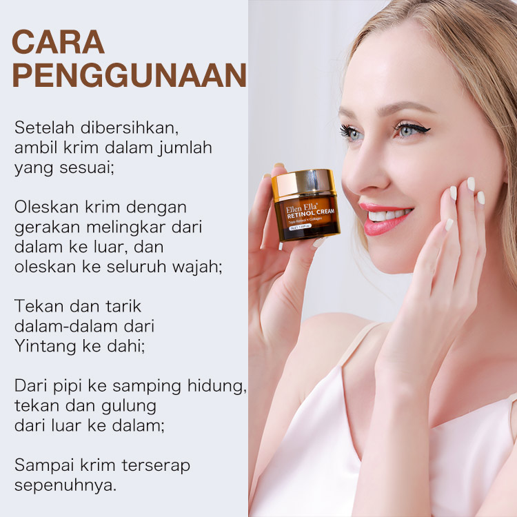 BPOM - Upgrade Ellen Ella Retinol Face Cream- Beli 1 Dapat 1 - Efek meningkat sebesar 50% - Membantu mengungkapkan kulit yang tampak lebih halus dan lebih kencang dengan perawatan retinol yang lembut ini.