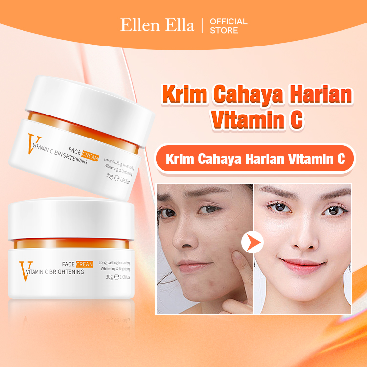 ELLEN ELLA Tingkatkan Krim Wajah Pemutih Vitamin C 30g