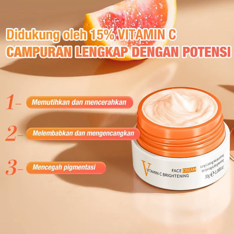 ELLEN ELLA Tingkatkan Krim Wajah Pemutih Vitamin C 30g